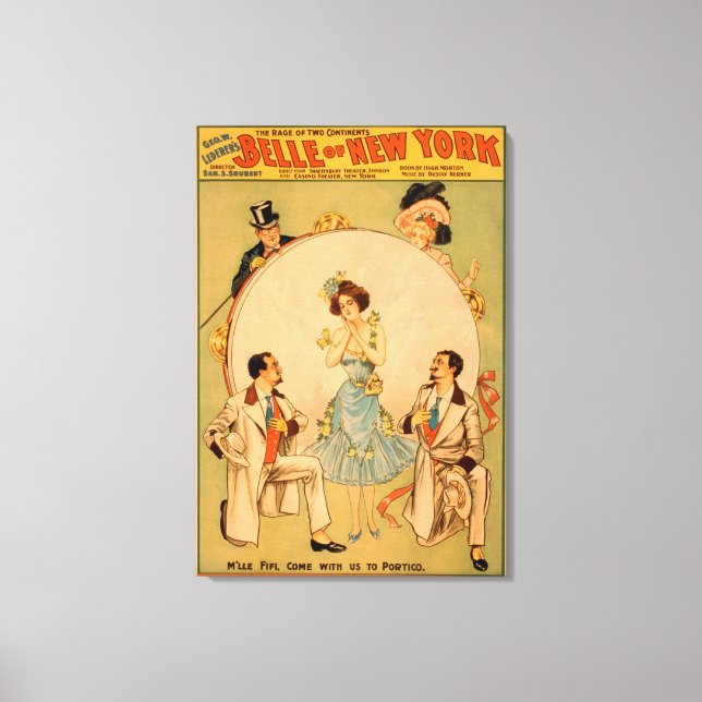 "Belle of New York" Musical Theatre Poster Canvas Print (Front)