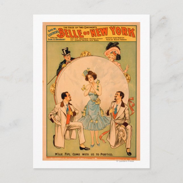 "Belle of New York" Musical Theatre Poster Postcard (Front)