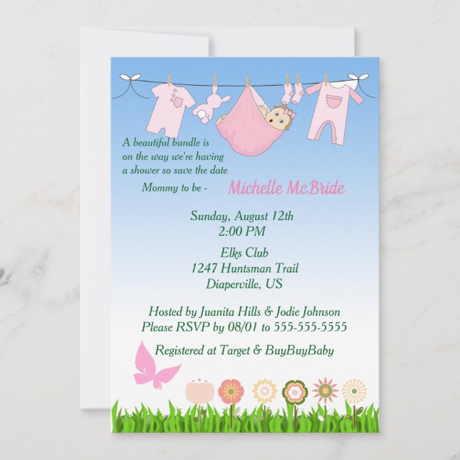 Belle offre Bundle Baby Girl Shower Invitation (Devant)