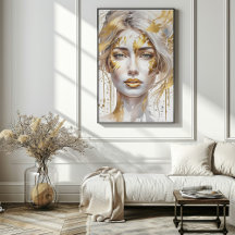 Belle or Abstraite Aquarelle Poster femme
