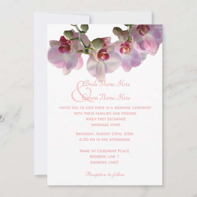 Belle orchidée rose fleurs invitations de mariage (Devant)