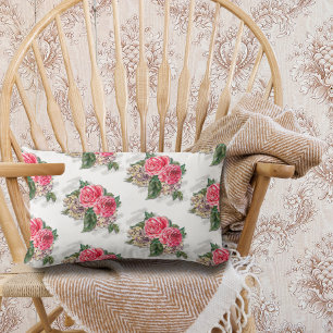 Belle Oreiller Lombaire aux Roses Rouges