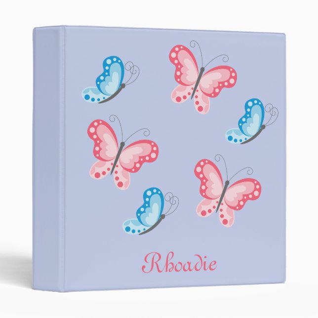 Belle Papillons Classeur bleu (Devant/Côté)