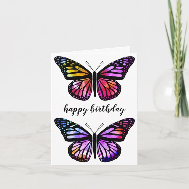 Belle Papillons PERSONNALISÉ Bonne carte d'anniver (Devant)