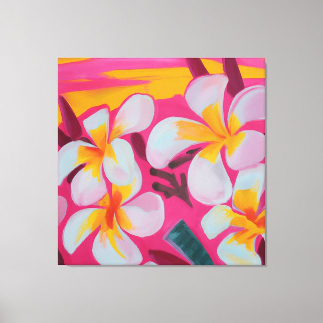 Belle peinture à fleurs tropicales art toile pri (Recto)