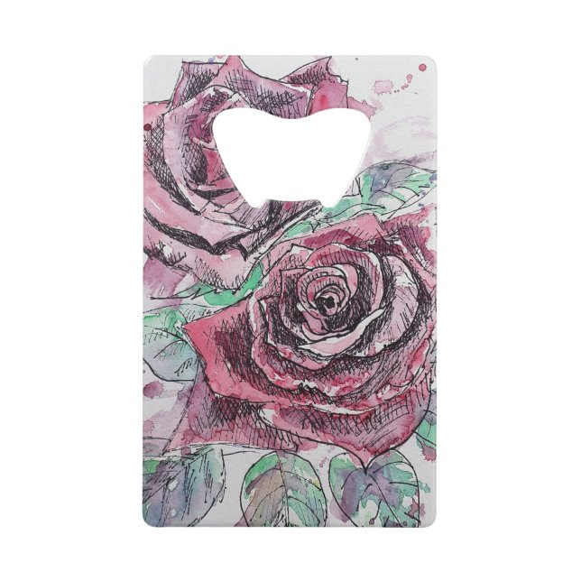 Belle peinture à l'aquarelle rouge Rose (Devant)