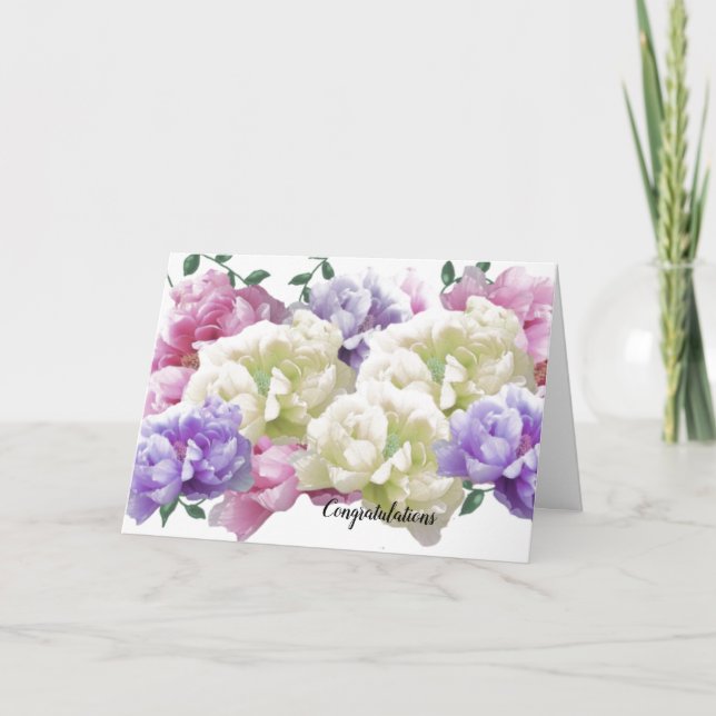 Belle Peonies Mariage carte de félicitations (Devant)
