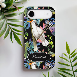 Belle Perruche Cacatoès Motif Tropical Noir