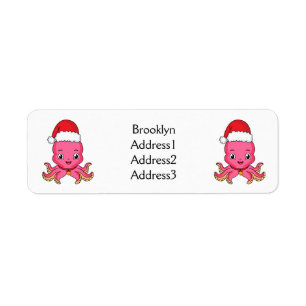 Belle pieuvre joyeuse en casquette de Noël