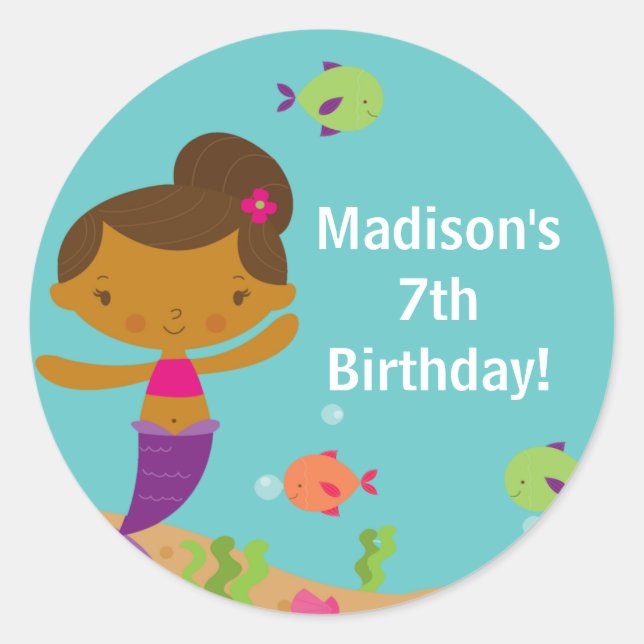 Belle piscine d'été Sirène Anniversaire Sticker (Devant)