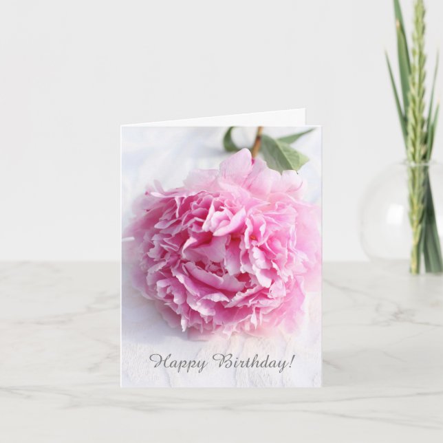 Belle pivoine rose, carte de voeux personnalisée (Devant)