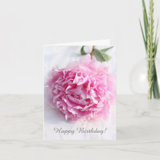 Belle pivoine rose, carte de voeux personnalisée