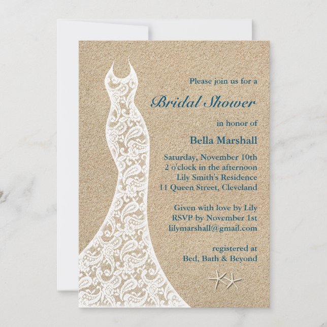 Belle Plage Bridal Shower Invitation Turquoise (Devant)