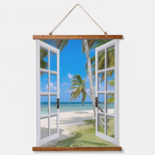 Belle Plage Thème Fenêtre Vue Tapisserie