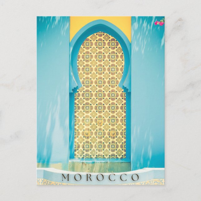 Belle Porte Bleue Marocaine À Marrakech Carte Post (Devant)