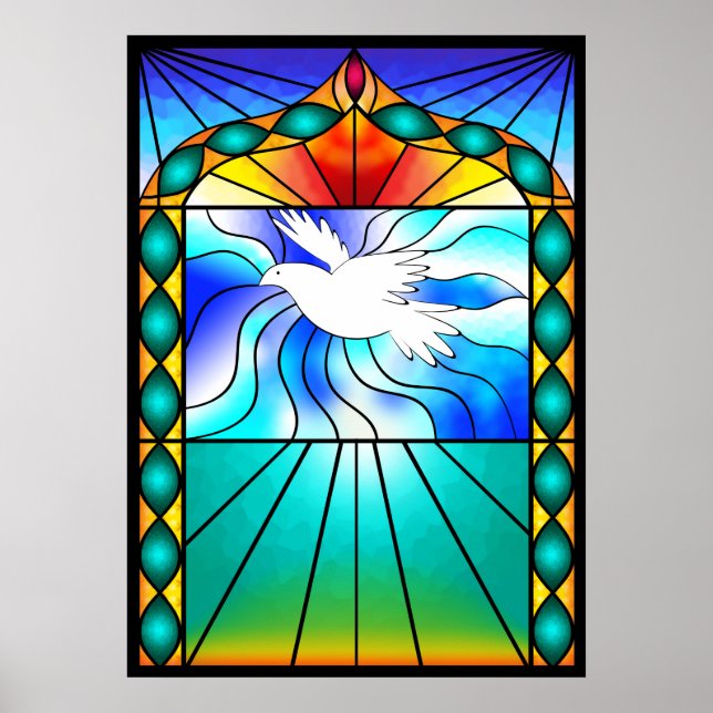 Belle Poster de la fenêtre de l'église en verre de (Devant)