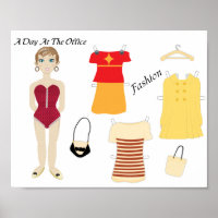 Belle poupée en papier Fashion Art Print Poster