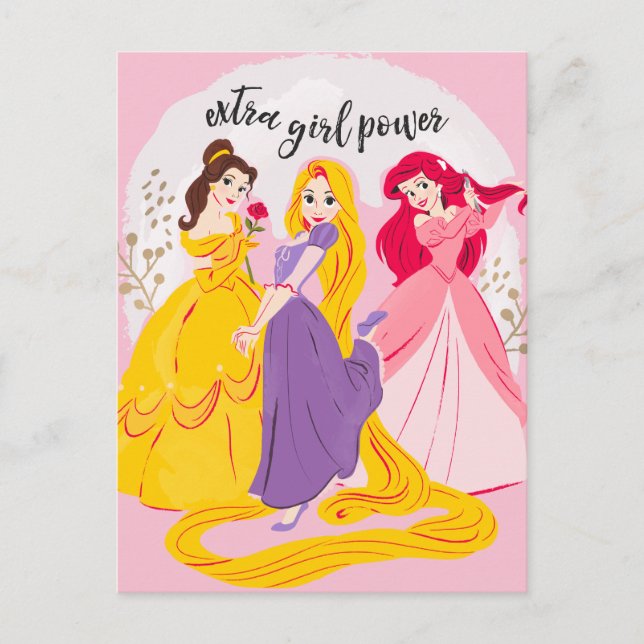 Belle, Rapnuzel, Ariel "Extra Girl Power" Postcard (Front)