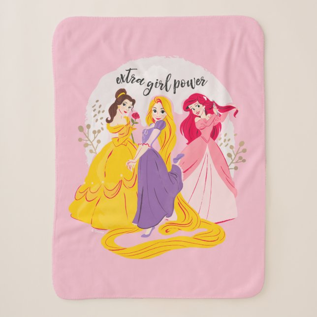 Belle, Rapnuzel, Ariel "Extra Girl Power" Sherpa Blanket (Front)