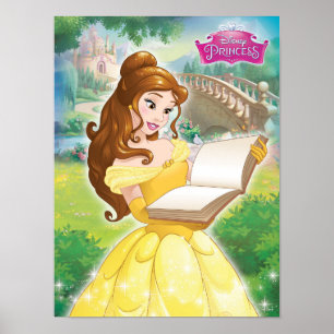 Belle Reading in Garden Poster