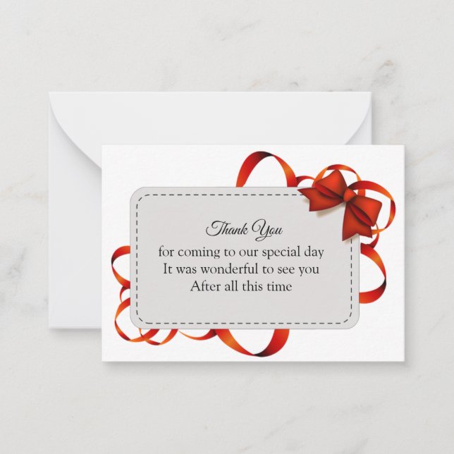 Belle Red Ribbon Merci Cartes (Devant)