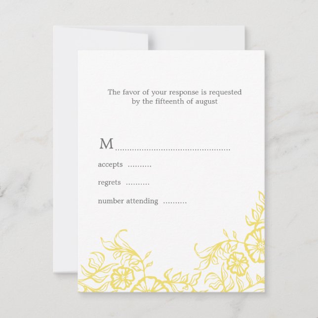 Belle réponse de Mariage floral jaune et gris (Devant)