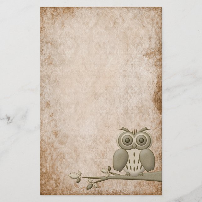 Belle rétro papeterie vintage de hibou (Devant)