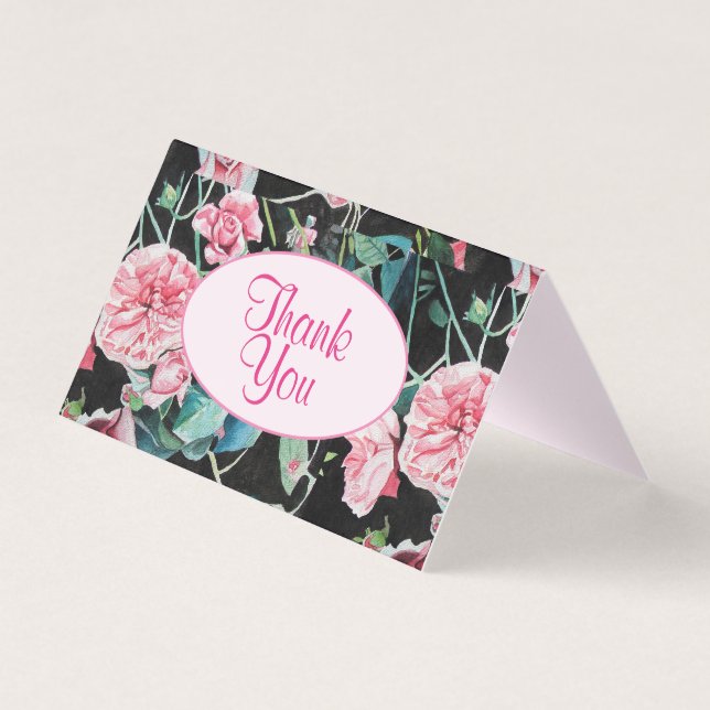 Belle rose rose rose Rose Aquarelle Carte de remer (Front)