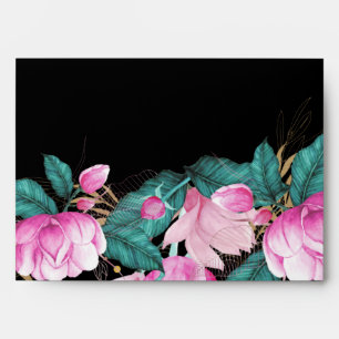 Belle rose Roses Noir Enveloppe Or