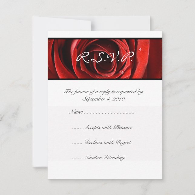 Belle Rose rouge mariage RSVP (Devant)