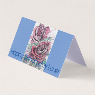 Belle Rose Rouge Peinture Amour Carte Anniversaire