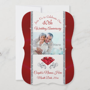 Belle Ruby 40e anniversaire Mariage Invitations