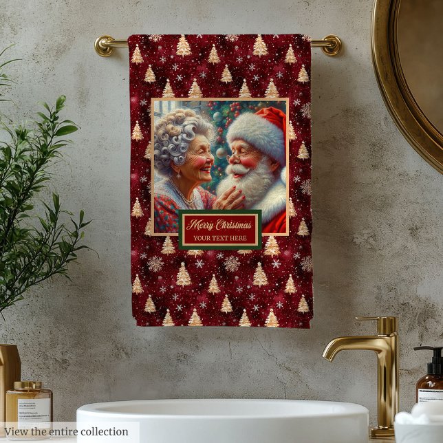 Belle Serviette de bain Cranberry Red Gold Tree (Lovely Cranberry Red Gold Tree Bath Towel)
