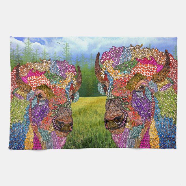 Belle serviette de cuisine Buffalo American Bison (Horizontal)
