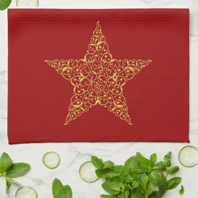 Belle serviette de cuisine Gold Star (Plié)