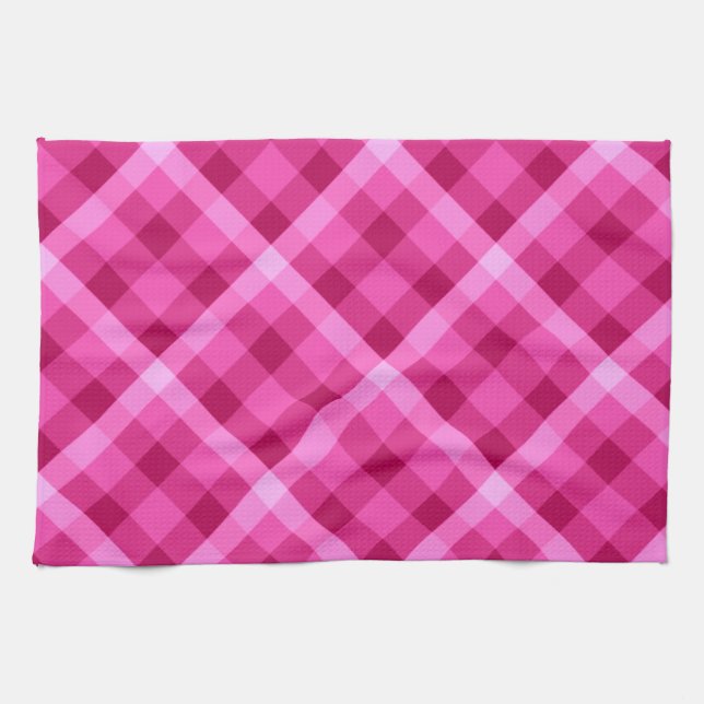Belle Serviette de cuisine Pink Magenta Plaid (Horizontal)