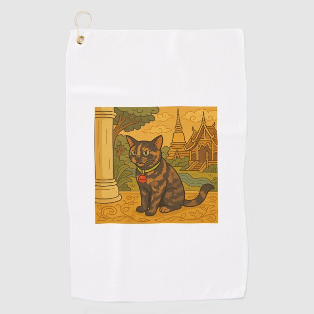 Belle serviette de golf de Siam Cat (Devant)