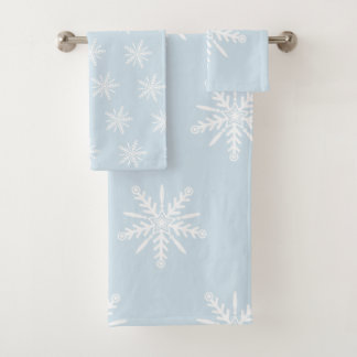 Belle serviette de Noël réglée dans bleu-clair