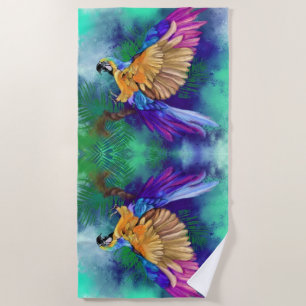 Belle serviette de plage couleur perroquet