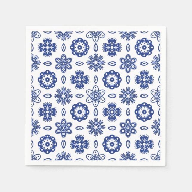 Belle serviette en papier motif bleu (Devant)