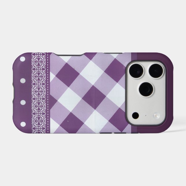 Belle simple extraordinaire chic écossais violet d (Verso (Horizontal))