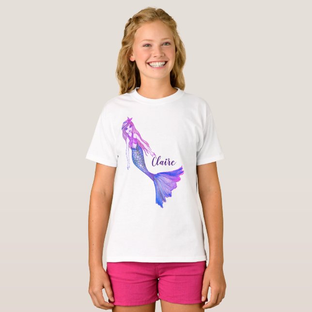 Belle sirène avec T-Shirt de coiffure blonde (Devant entier)