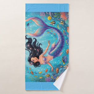 Belle sirène de dessin animé sous la mer 
