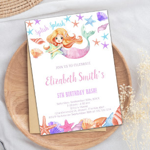 Belle Sirène Invitations Anniversaire