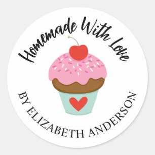 Belle Sticker À Cupcake Fabriqué Maison Avec Amour