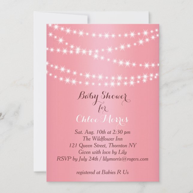 Belle String Lights Baby shower Invitation (Devant)