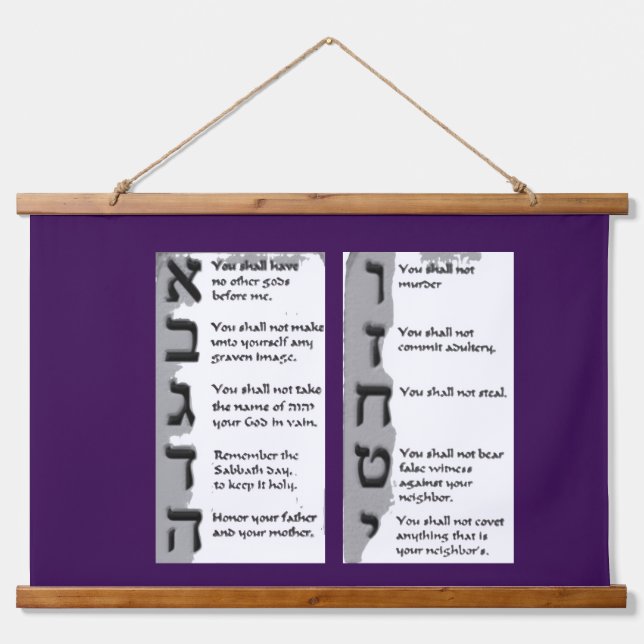 Belle Tapisserie des Dix Commandements Hébreux (Devant)