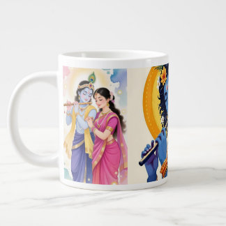 Belle tasse à café accent bleu Radha Krishna