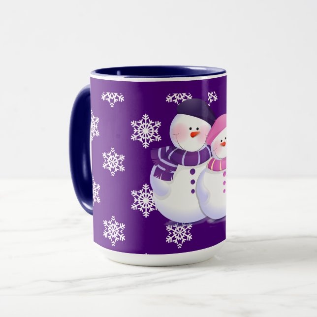 Belle tasse de couples de bonhomme de neige (Devant gauche)