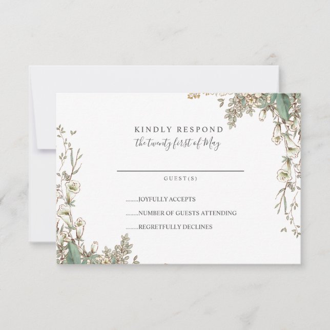 Belle Tiny Bellflowers Mariage Whimsical RSVP (Devant)